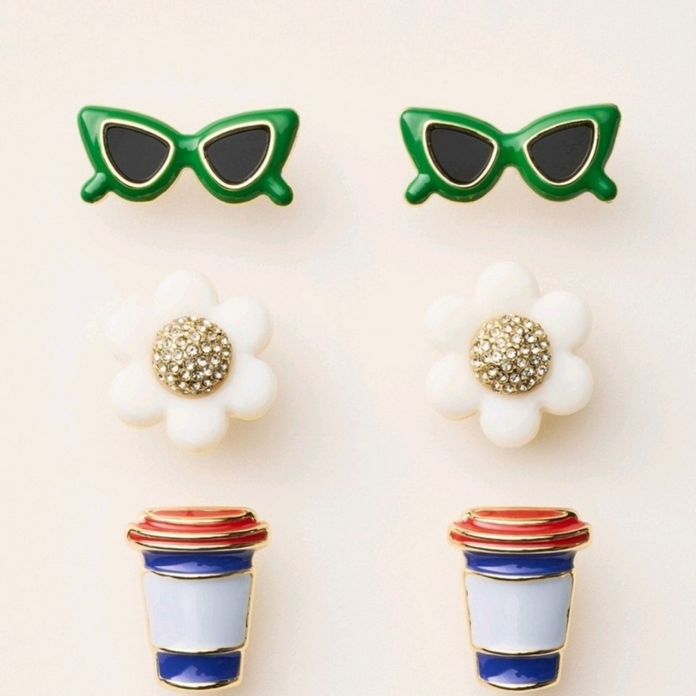 Kate Spade Kids' Target Green and White Earrings Set